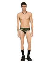 Two-way stretch jersey mid-rise briefs with camouflage print - | Dolce & Gabbana