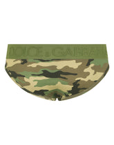 Two-way stretch jersey mid-rise briefs with camouflage print - | Dolce & Gabbana