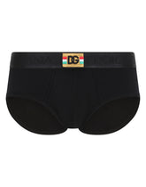 Two-way-stretch jersey Brando briefs with DG patch - | Dolce & Gabbana