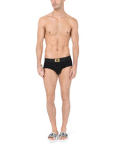 Two-way-stretch jersey Brando briefs with DG patch - | Dolce & Gabbana