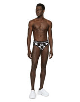 Damier-print jersey mid-rise briefs with DG logo - | Dolce & Gabbana