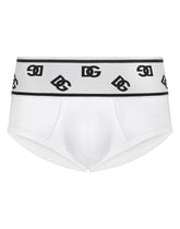 Fine-rib cotton Brando briefs with DG logo - | Dolce & Gabbana