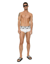 Fine-rib cotton Brando briefs with DG logo - | Dolce & Gabbana