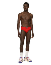 Two-way-stretch cotton mid-rise briefs with logo tag - | Dolce & Gabbana