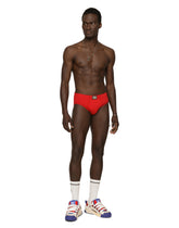 Two-way-stretch cotton mid-rise briefs with logo tag - | Dolce & Gabbana