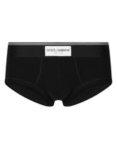 Two-way-stretch cotton Brando briefs with patch - | Dolce & Gabbana