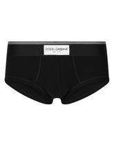 Two-way-stretch cotton Brando briefs with patch - | Dolce & Gabbana