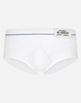 Fine-rib cotton Brando briefs with patch - | Dolce & Gabbana