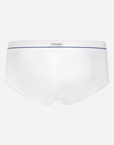 Fine-rib cotton Brando briefs with patch - | Dolce & Gabbana