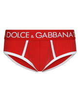 Two-way stretch jersey Brando briefs with contrasting piping - | Dolce & Gabbana