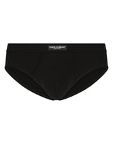 Mid-rise two-way stretch jersey briefs with logo label - | Dolce & Gabbana