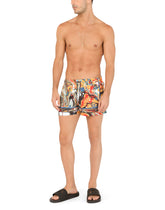 Short swim trunks with marbled print - | Dolce & Gabbana
