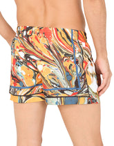 Short swim trunks with marbled print - | Dolce & Gabbana