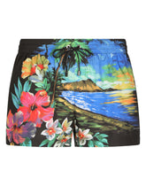 Short swim trunks with Hawaiian print - | Dolce & Gabbana