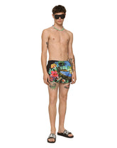 Short swim trunks with Hawaiian print - | Dolce & Gabbana