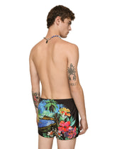 Short swim trunks with Hawaiian print - | Dolce & Gabbana