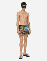 Short swim trunks with Hawaiian print - | Dolce & Gabbana