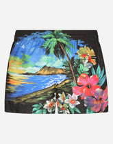 Short swim trunks with Hawaiian print - | Dolce & Gabbana