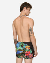 Short swim trunks with Hawaiian print - | Dolce & Gabbana