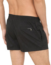 Short swim trunks in hydro-sensitive fabric with logo print - | Dolce & Gabbana