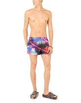 Short swim trunks with illumination print - | Dolce & Gabbana