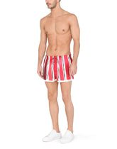 Short swim trunks with brushstroke print - | Dolce & Gabbana
