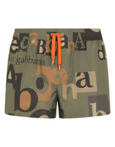 Short swim trunks with all-over logo print - | Dolce & Gabbana