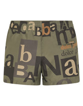 Short swim trunks with all-over logo print - | Dolce & Gabbana