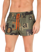 Short swim trunks with all-over logo print - | Dolce & Gabbana