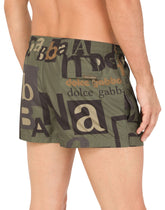 Short swim trunks with all-over logo print - | Dolce & Gabbana
