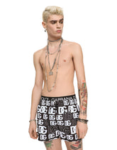 Short swim trunks with all-over DG print - | Dolce & Gabbana