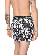 Short swim trunks with all-over DG print - | Dolce & Gabbana