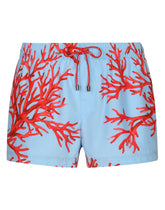 Short swim trunks with coral print - | Dolce & Gabbana