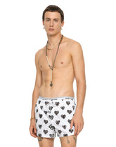 Short swim trunks with heart print - | Dolce & Gabbana