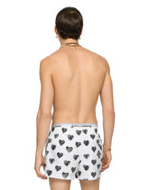 Short swim trunks with heart print - | Dolce & Gabbana