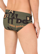 Swim briefs with all-over logo print - | Dolce & Gabbana