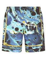 Mid-length swim trunks with marbled print - | Dolce & Gabbana