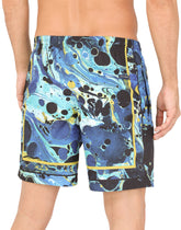 Mid-length swim trunks with marbled print - | Dolce & Gabbana