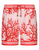 Mid-length swim trunks with coral print - | Dolce & Gabbana