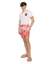 Mid-length swim trunks with coral print - | Dolce & Gabbana