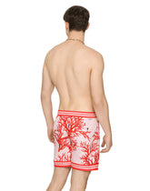 Mid-length swim trunks with coral print - | Dolce & Gabbana