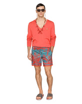 Mid-length swim trunks with coral print - | Dolce & Gabbana