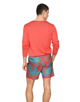 Mid-length swim trunks with coral print - | Dolce & Gabbana