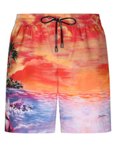 Mid-length swim trunks with Hawaiian print - | Dolce & Gabbana