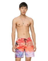 Mid-length swim trunks with Hawaiian print - | Dolce & Gabbana