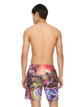 Mid-length swim trunks with Hawaiian print - | Dolce & Gabbana