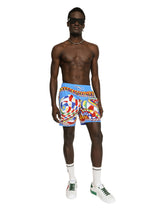 Mid-length swim trunks with Carretto print - | Dolce & Gabbana
