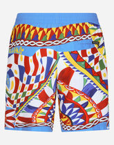 Mid-length swim trunks with Carretto print - | Dolce & Gabbana