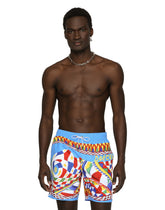 Mid-length swim trunks with Carretto print - | Dolce & Gabbana