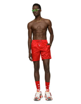 Mid-length swim trunks with DG Monogram print - | Dolce & Gabbana